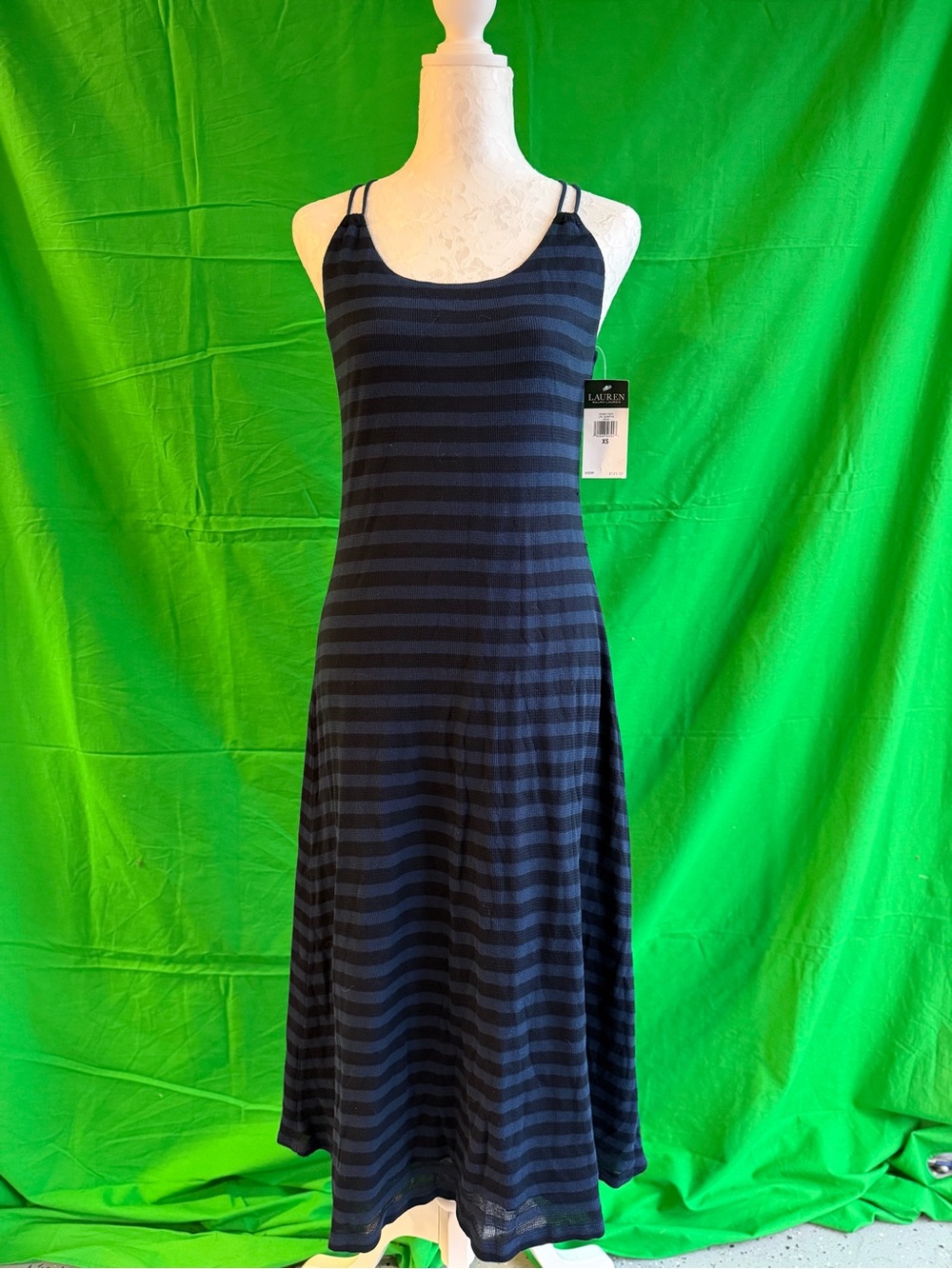 Ralph Lauren Navy and Black Striped Maxi Dress
